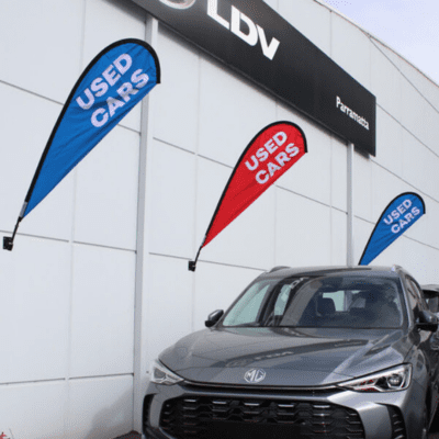Tear drop flags for automotive dealership supplies and balloons
